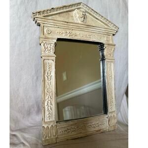 Vintage Columned Mirror distressed wall hanging cream lion Greek Italian style